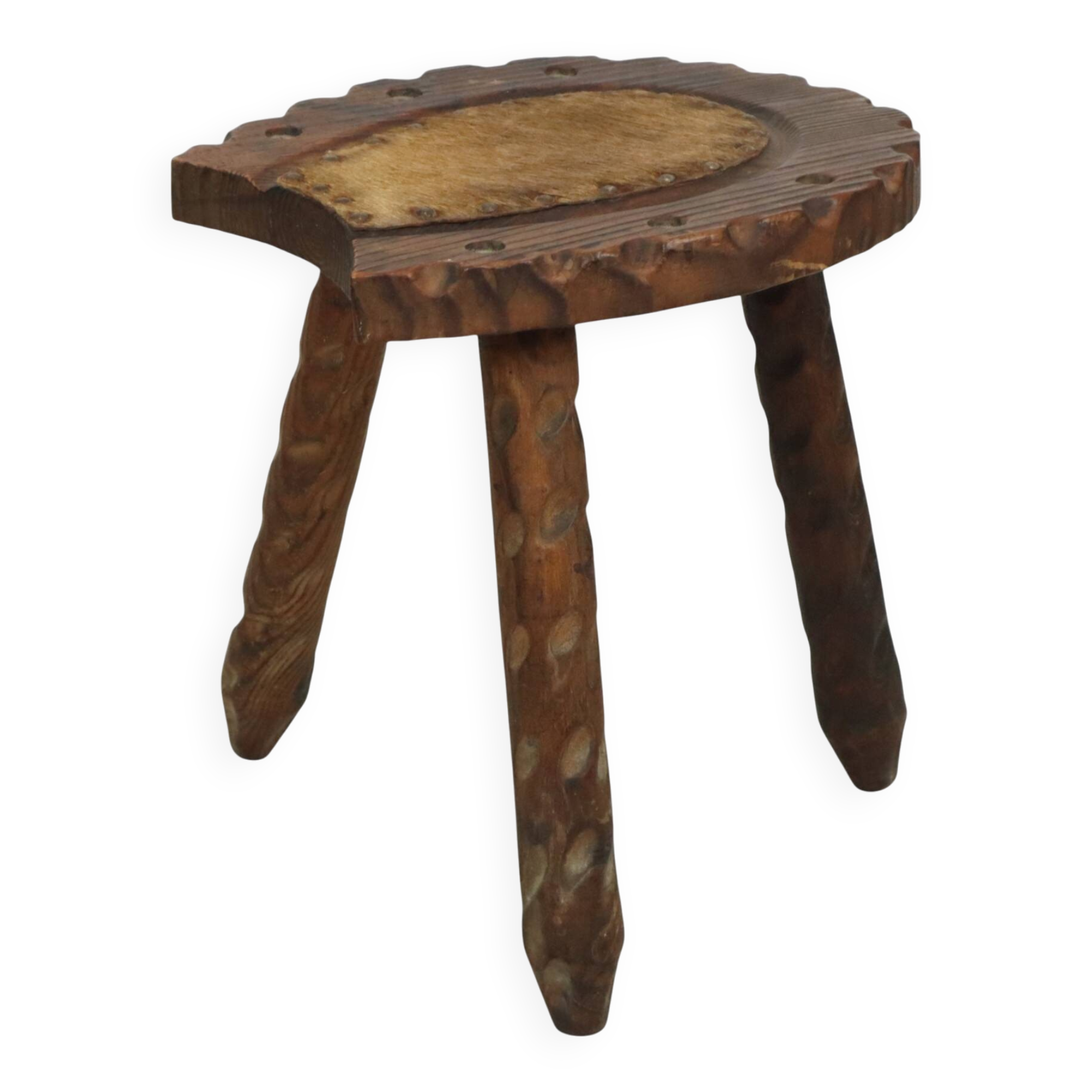 Spanish Milk Stool Brutalist Tripod Stool Solid Wood