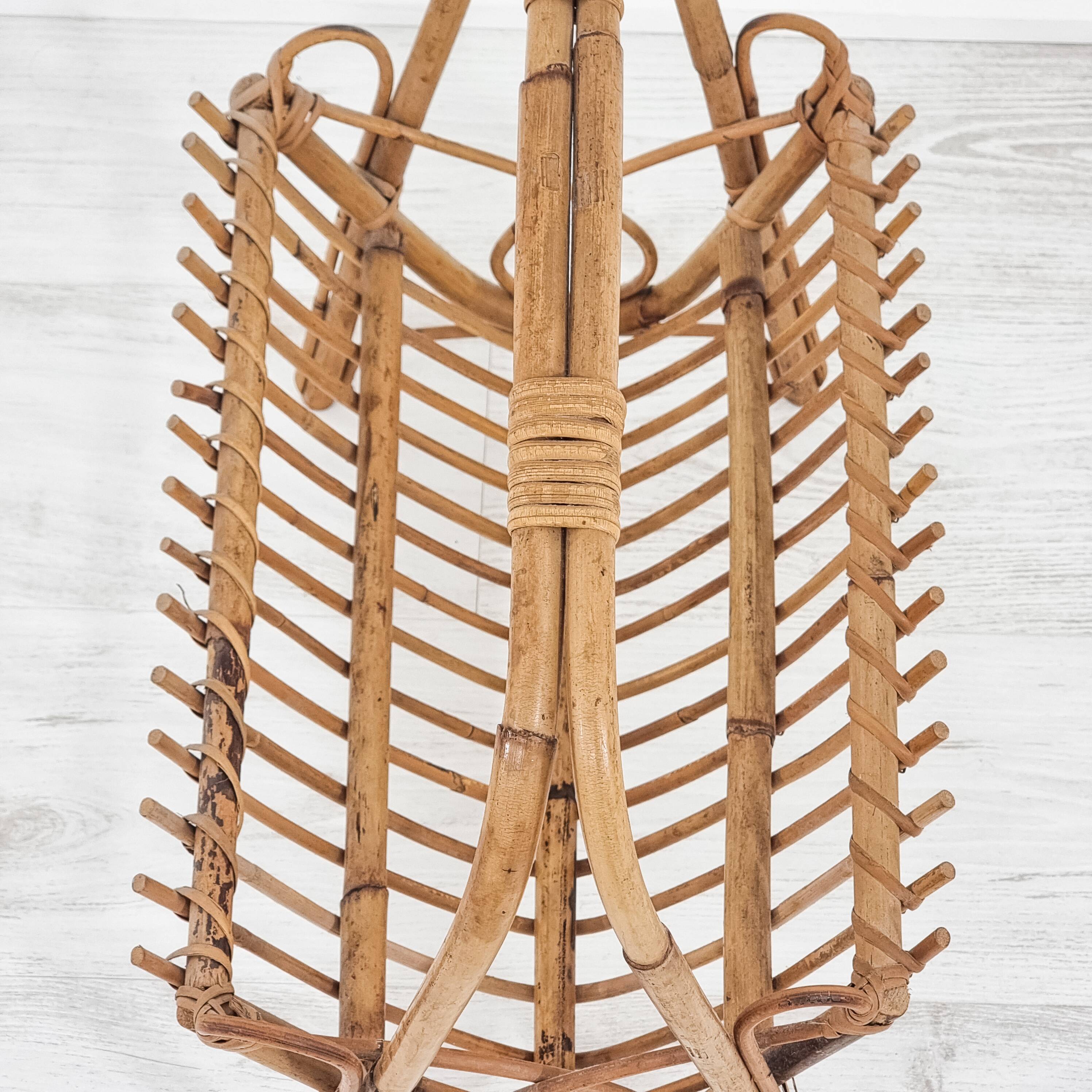 Beautiful 1960s rattan and bamboo magazine rack