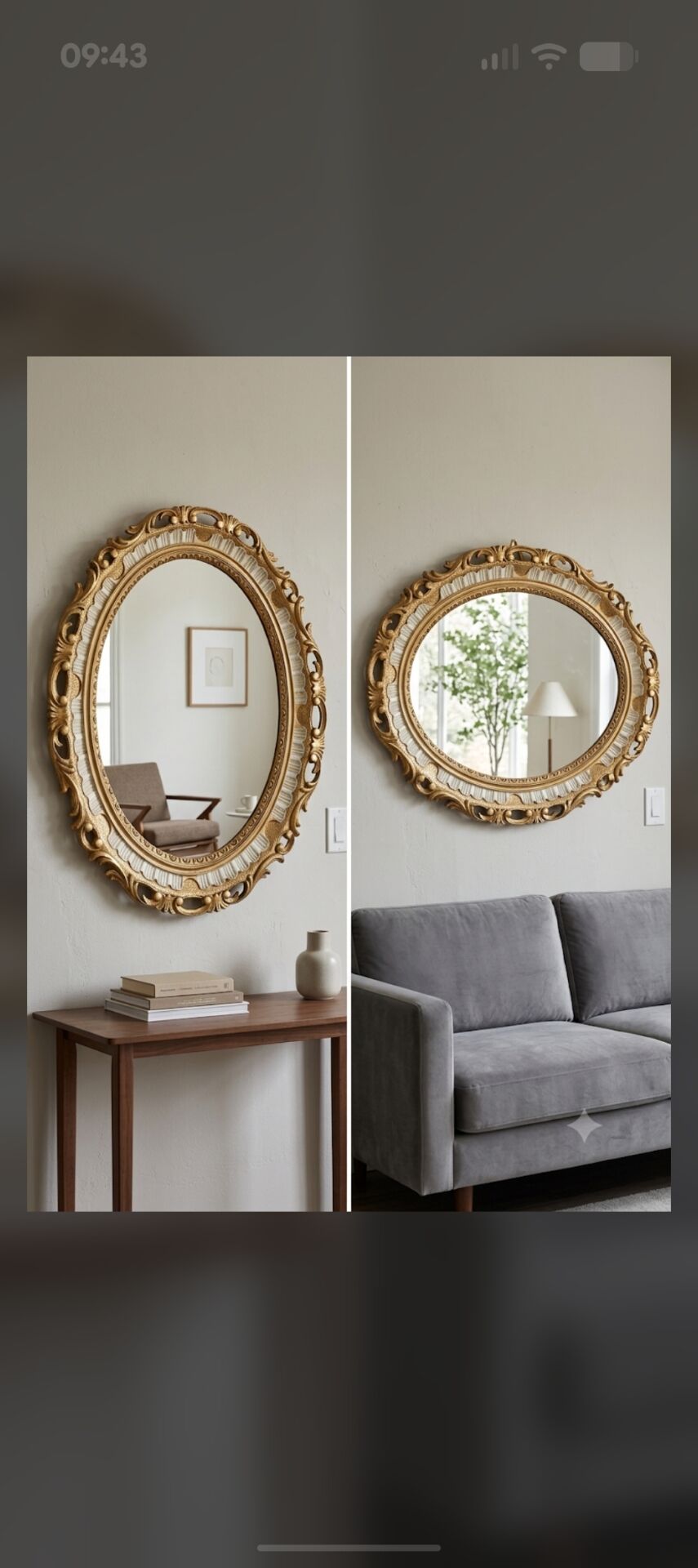Miroir ovale style néo-classique
