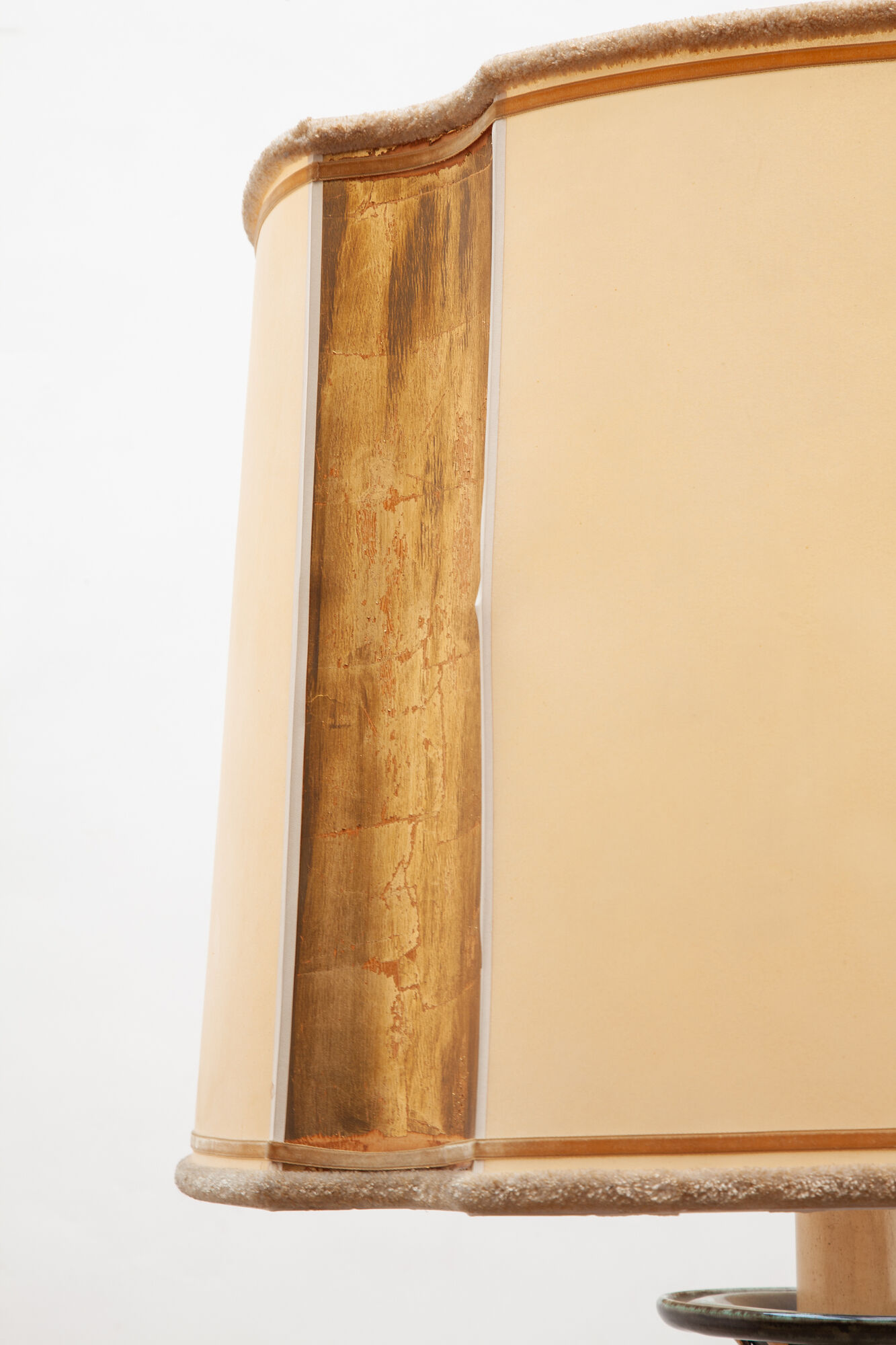 Art deco wrought iron lacquered and gilt leafs floor lamp france, 1930s