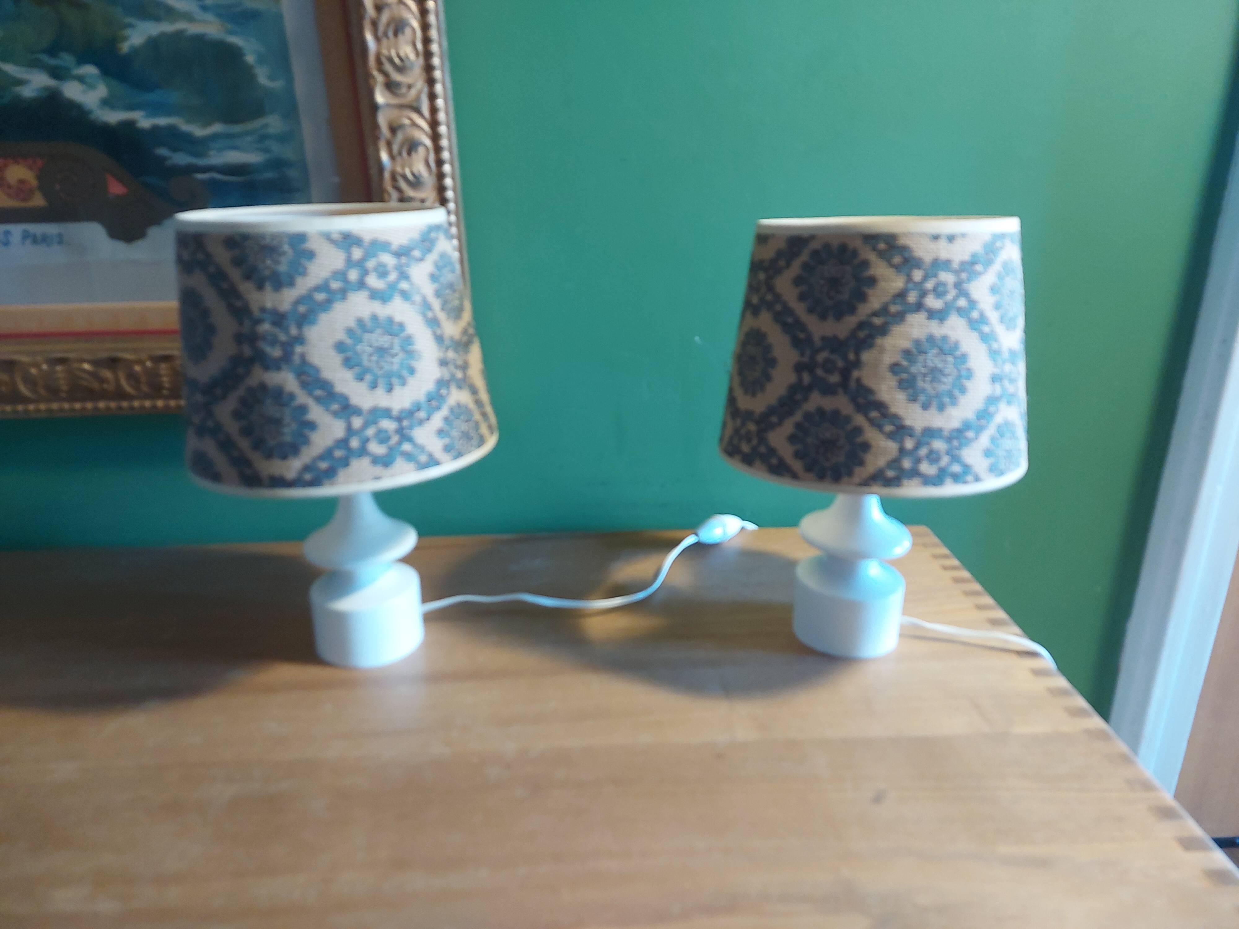 2 vintage 60's wooden bedside lamps