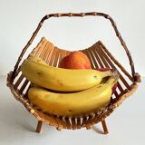 Chic folding table basket wood and bamboo vintage