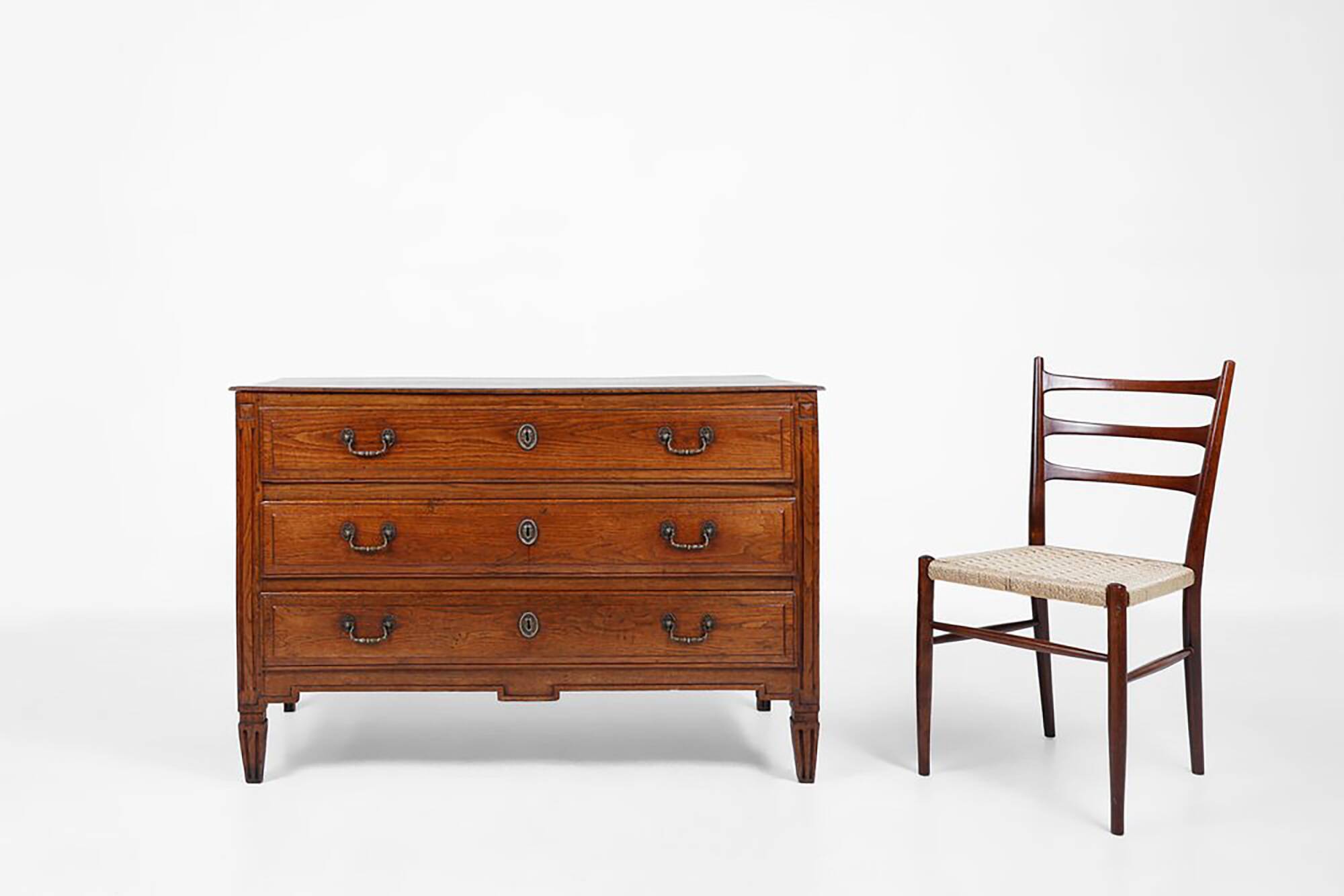 French Rustic Chest of Drawers in Oak with 3 Drawers, 1850s