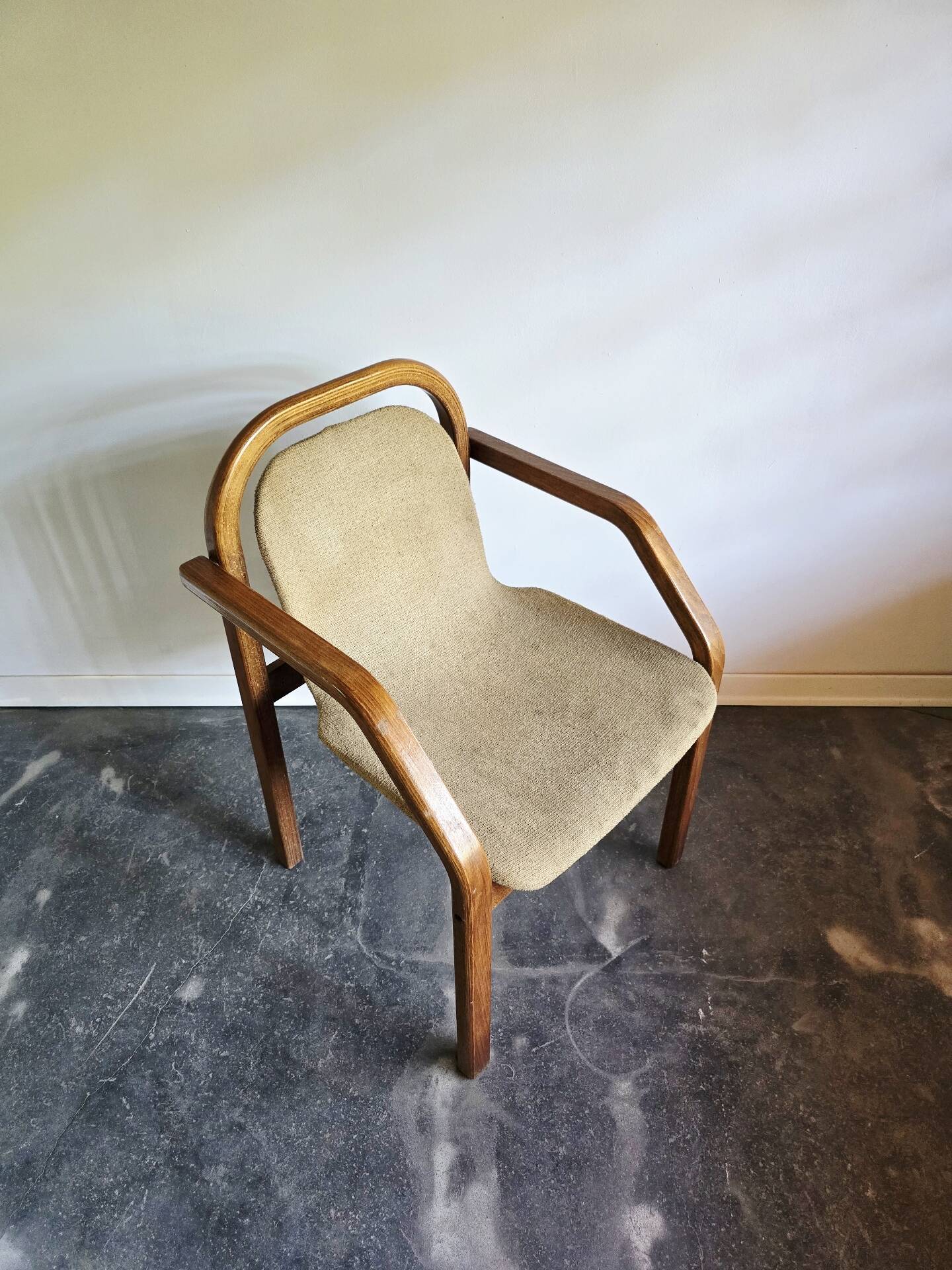 Bentwood armchair from the 1980s, upholstered, Scandinavian style, for dining room or office.