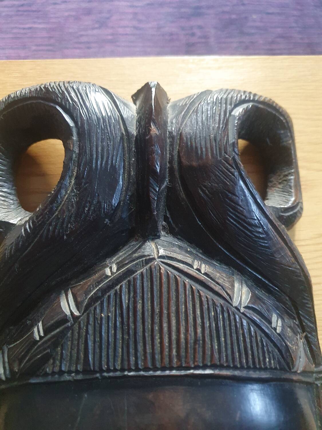 African ceremonial mask in handmade ebony wood