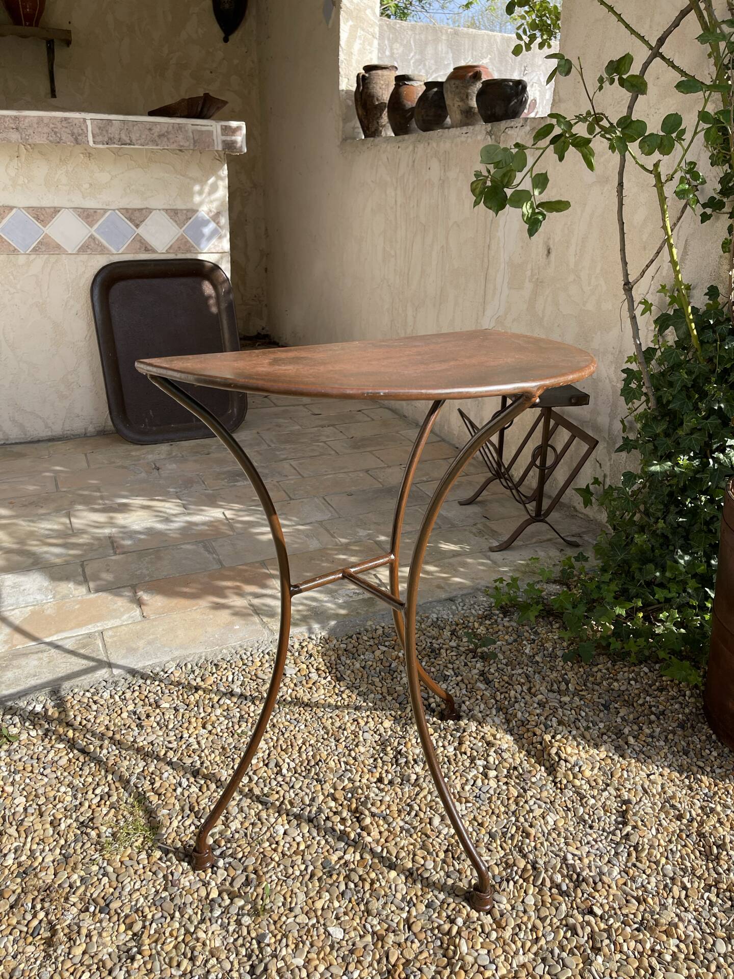 Table console en fer forgé artisanal