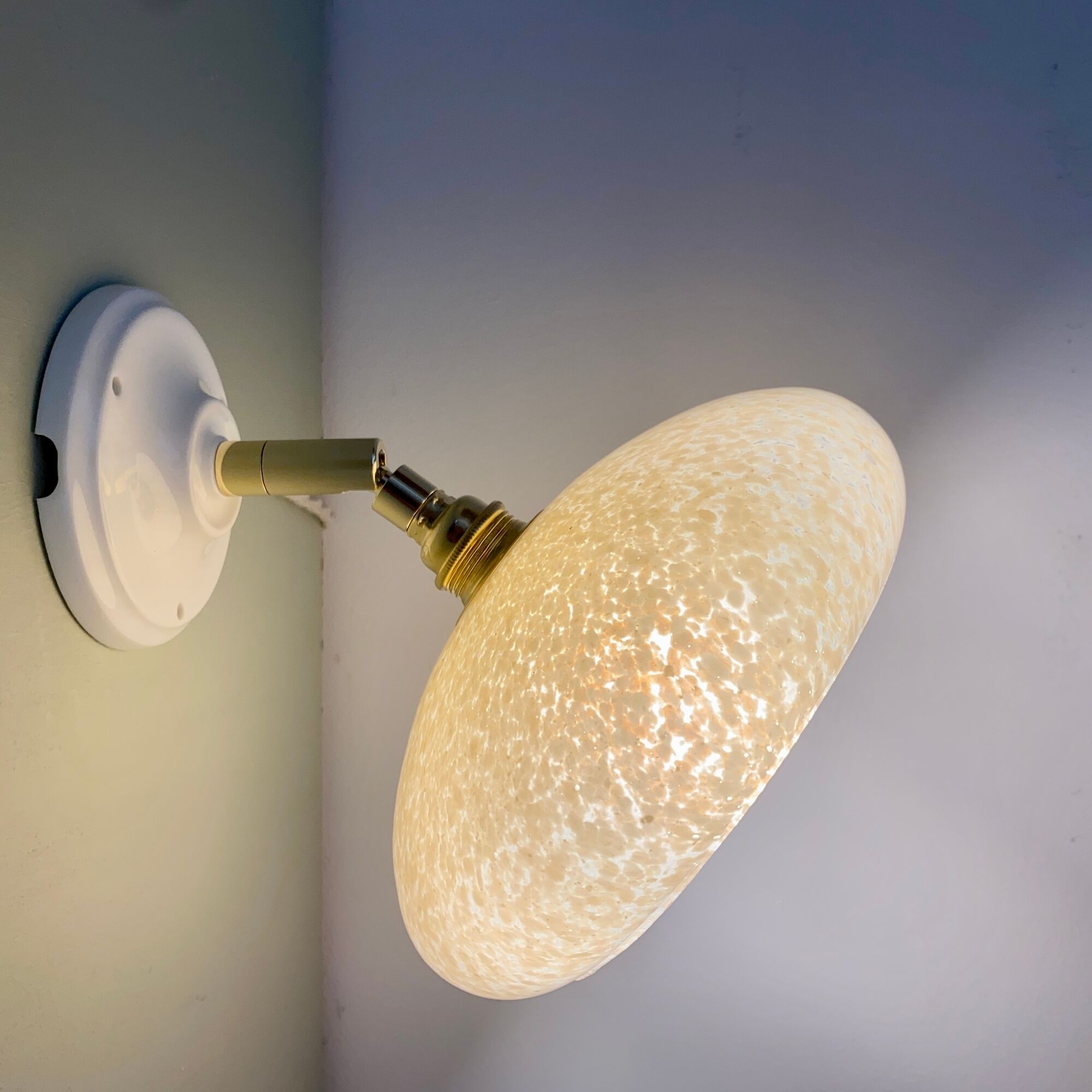 Vintage lampshade in Clichy glass pale yellow