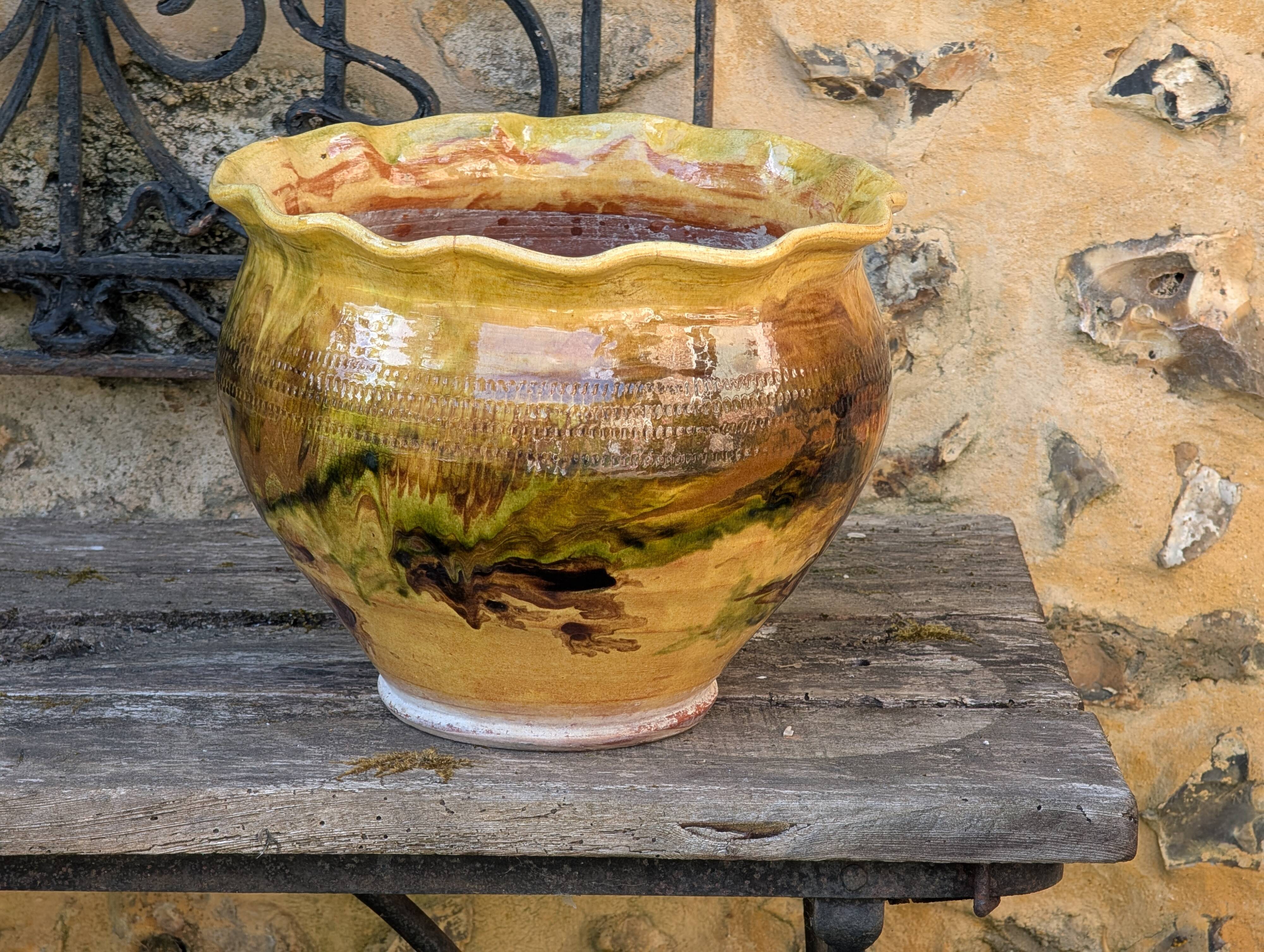 Glazed earthenware planter