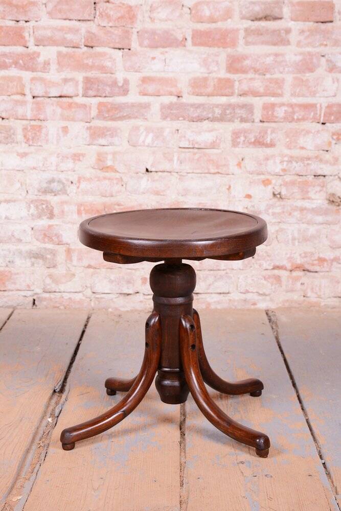 Art Deco Piano Swivel Stool in Beech from Thonet, Czech, 1930s