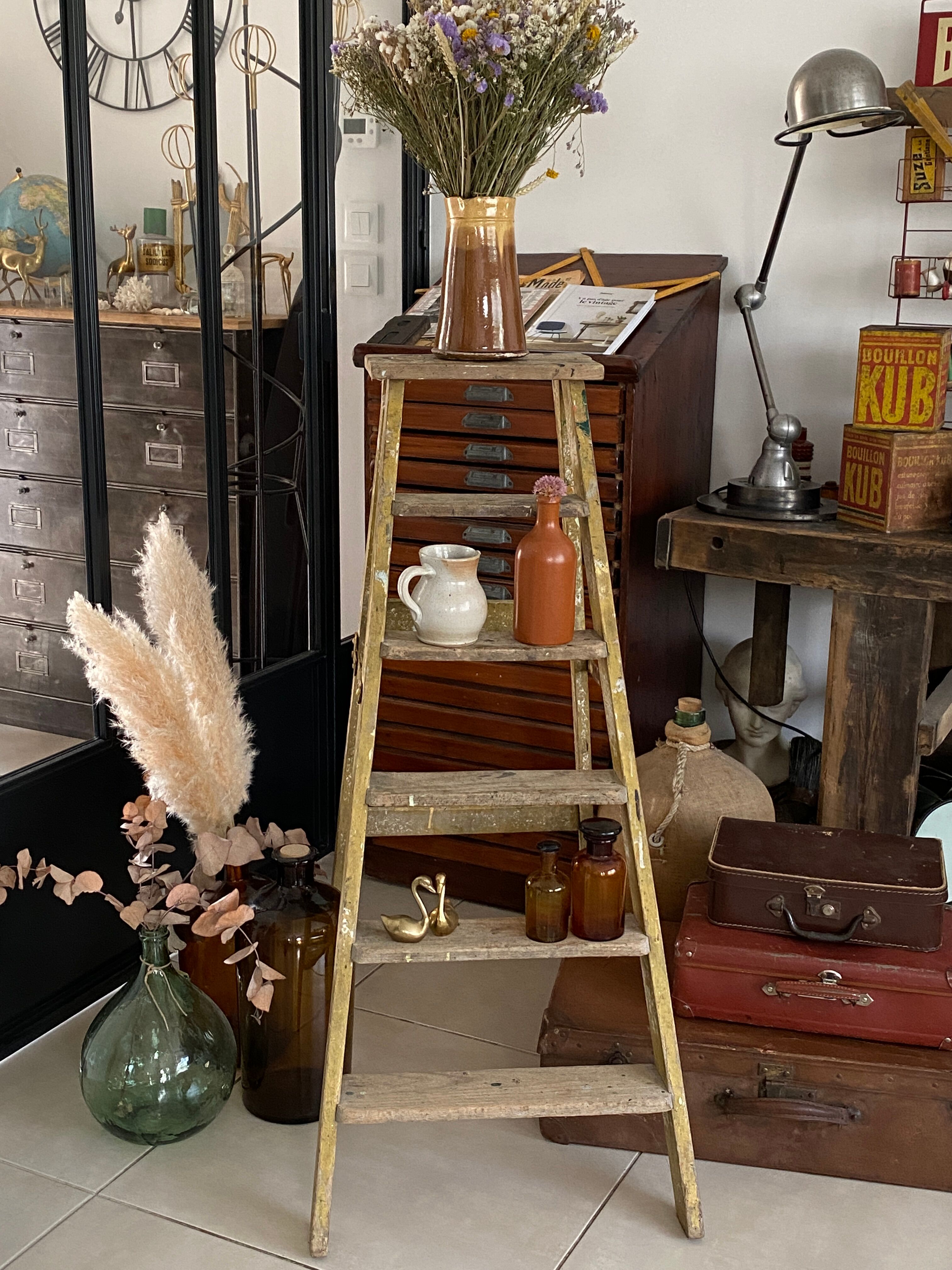 Old wooden painter's stepladder