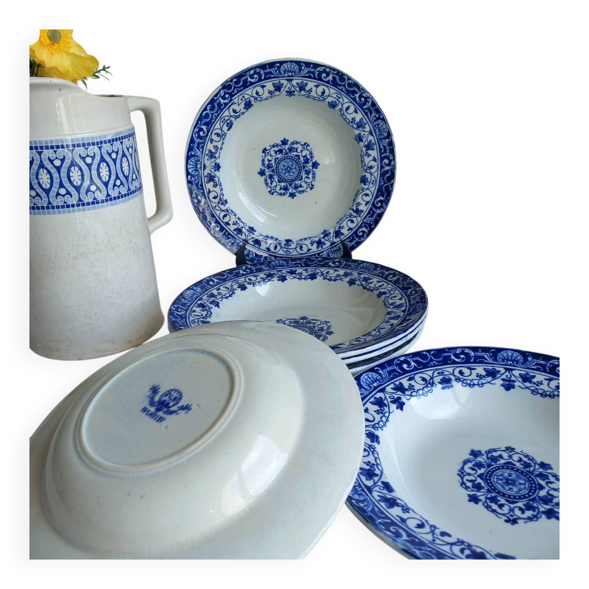 6 old 19th century soup plates – Jules Vieillard Bordeaux – Lou