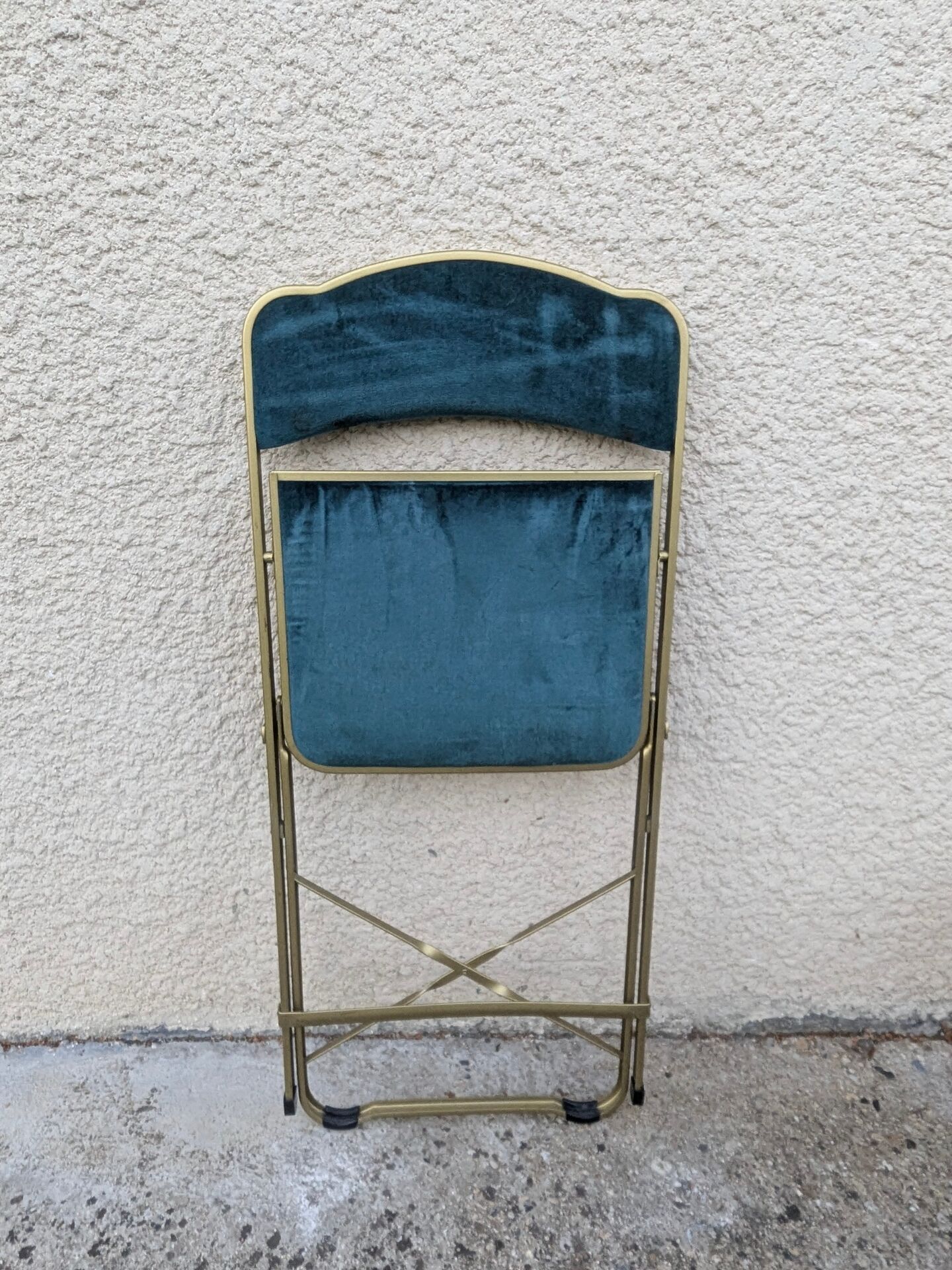 Vintage folding chair Mid-Century style Opera gold metal velvet
