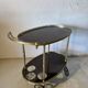 Vintage brass and dark wood serving trolley – 1960s