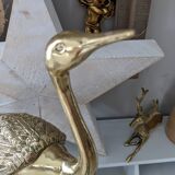 Vintage heron in gilded and solid brass