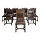 8 Renaissance-style chairs in solid walnut