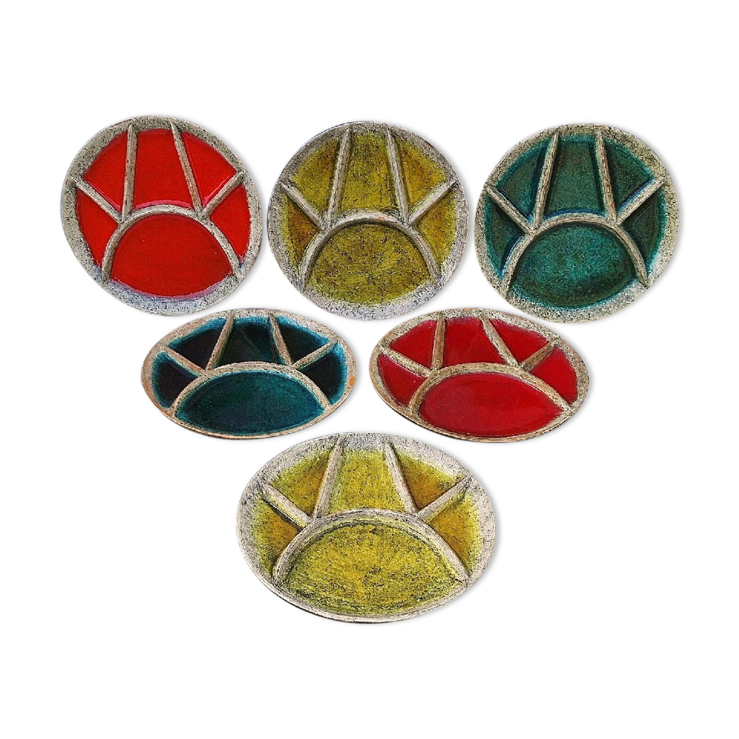 Six ceramic fondue plates Hugo Kohler Biel