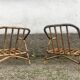 Pair of rattan armchairs and vintage oval table