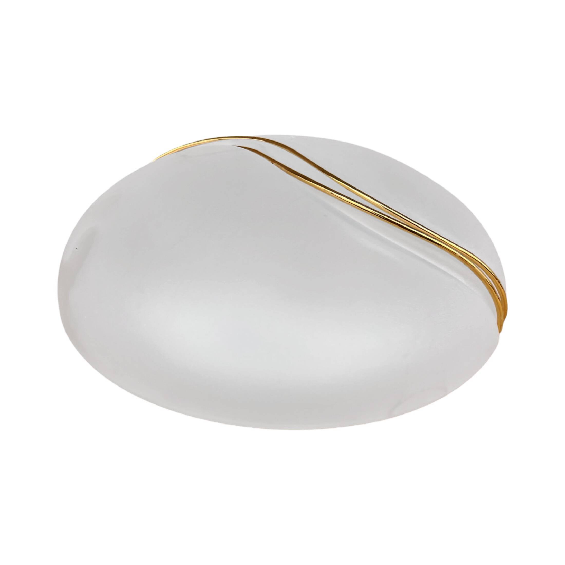 Hollywood Regency Metal-Lux Glass Ceiling Light Italy 1980s