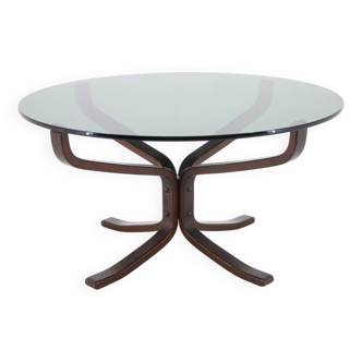 Table Basse 1960 Sigurd Ressell pour Vatne Møbler Falcon avec Plateau en Verre