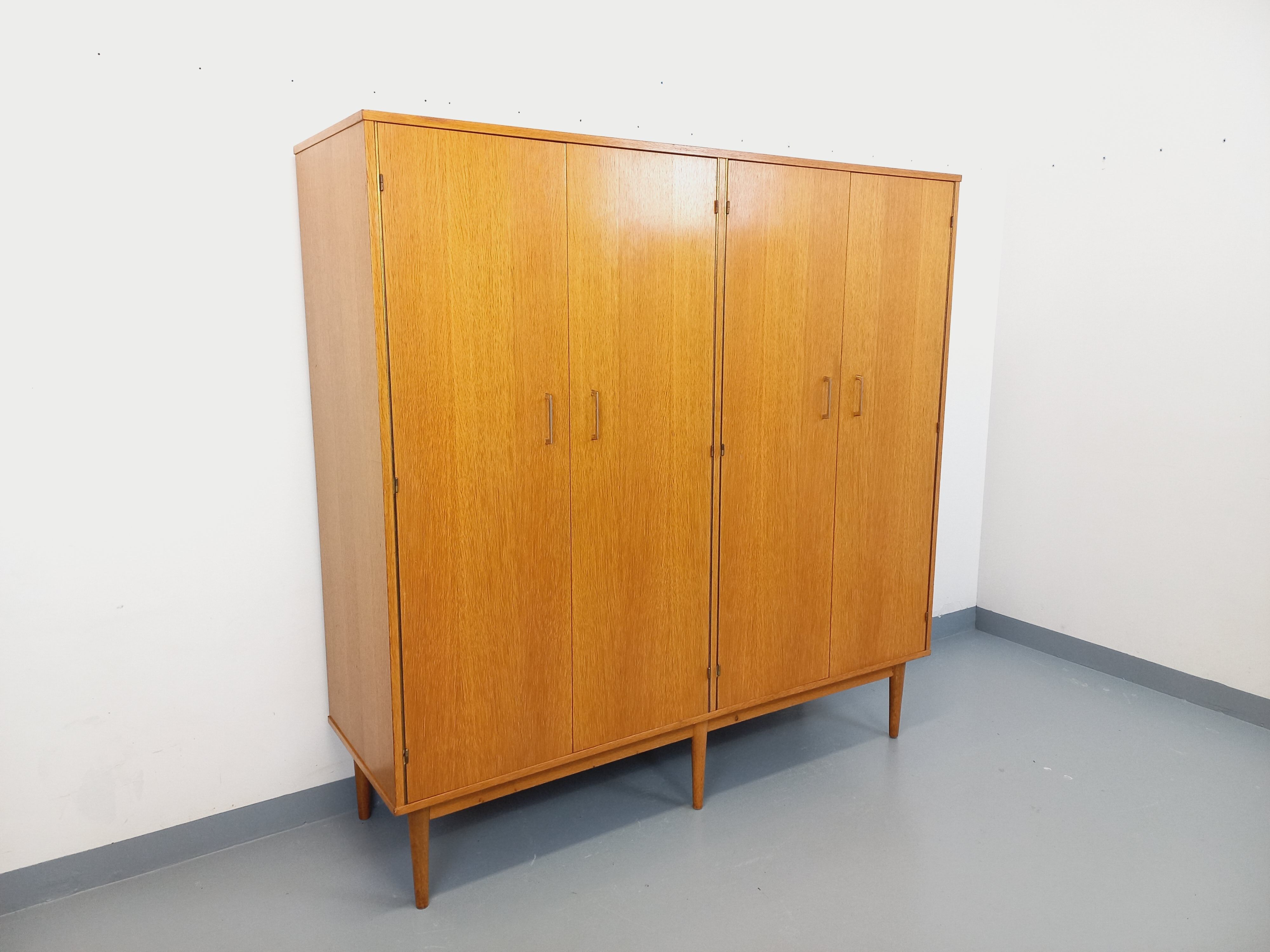 Vintage oak wardrobe from the 1960s.