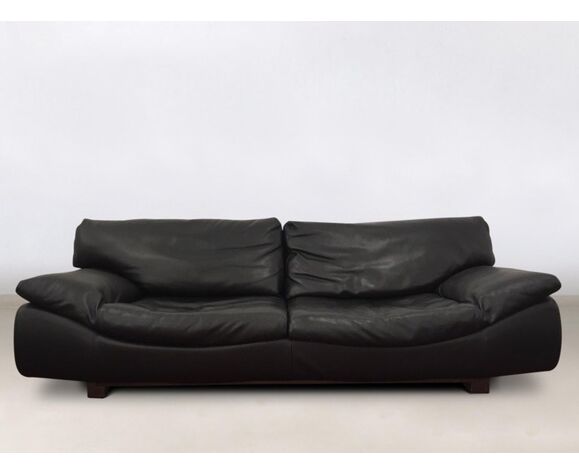Black Leather From Roche Bobois Selency, Black Couch Living Room Set
