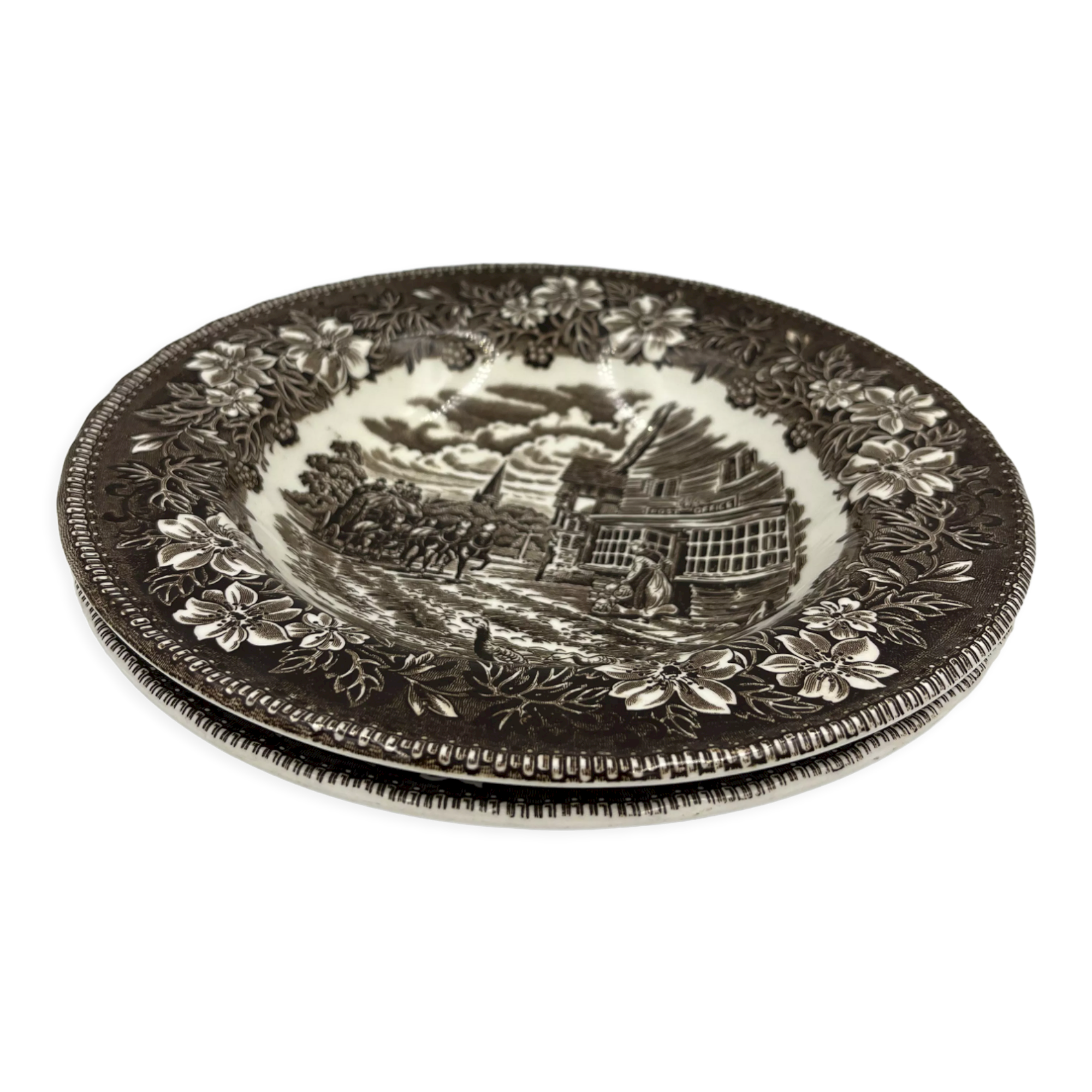 2 vintage Royal Tudor Staffordshire England hollow plates