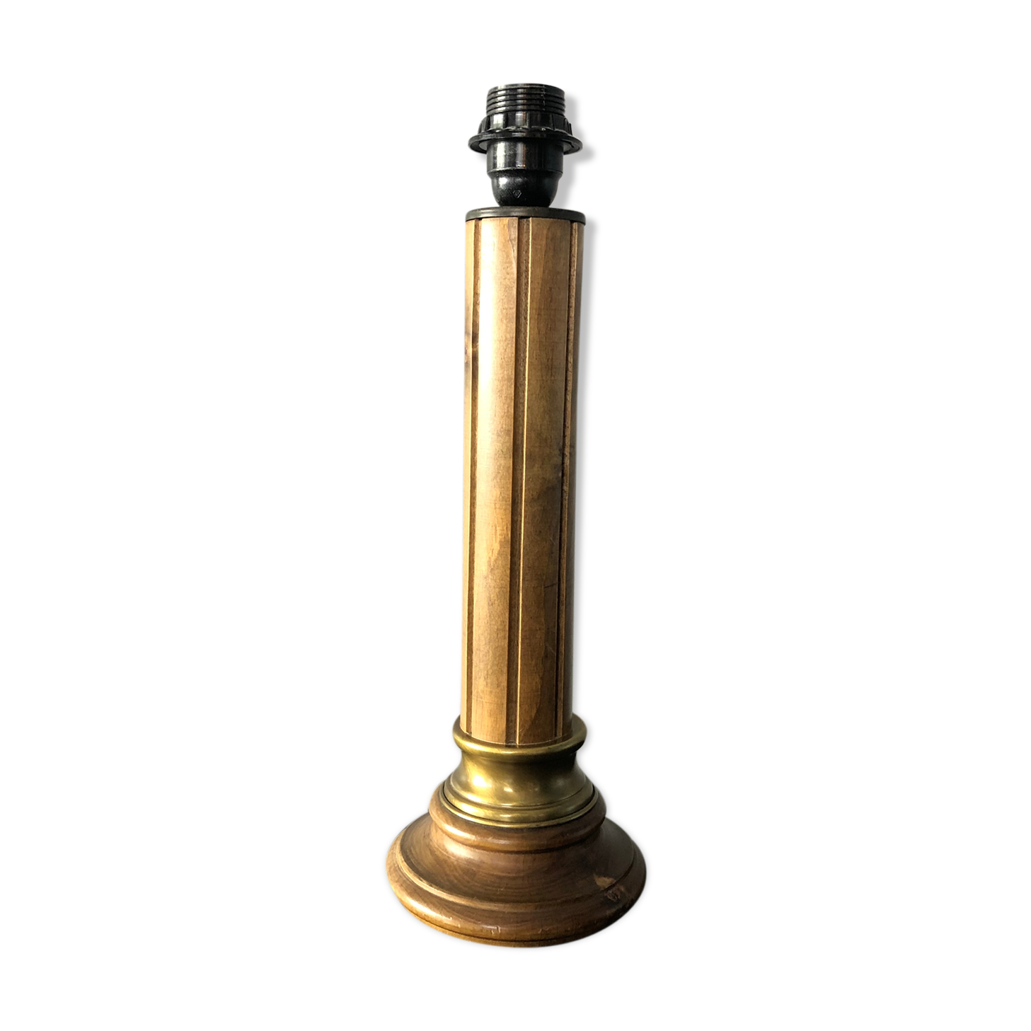Wooden and brass lamp foot