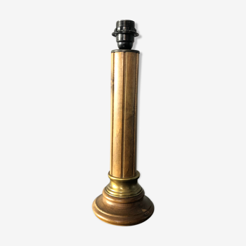 Pied de lampe en bois et laiton