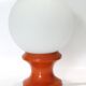 Table or bedside lamp orange wood and opaline vintage 70's hustadt