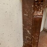 Fireplace three shells louis XV style in royal red marble XIX century