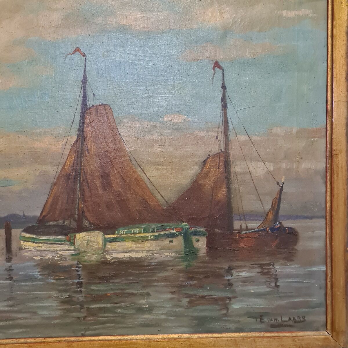 E. Van Laars Boats On  a Lake, mid 20th Century