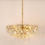 Large chandelier in gilded brass and crystal, by Palwa, Germany, 1970s.