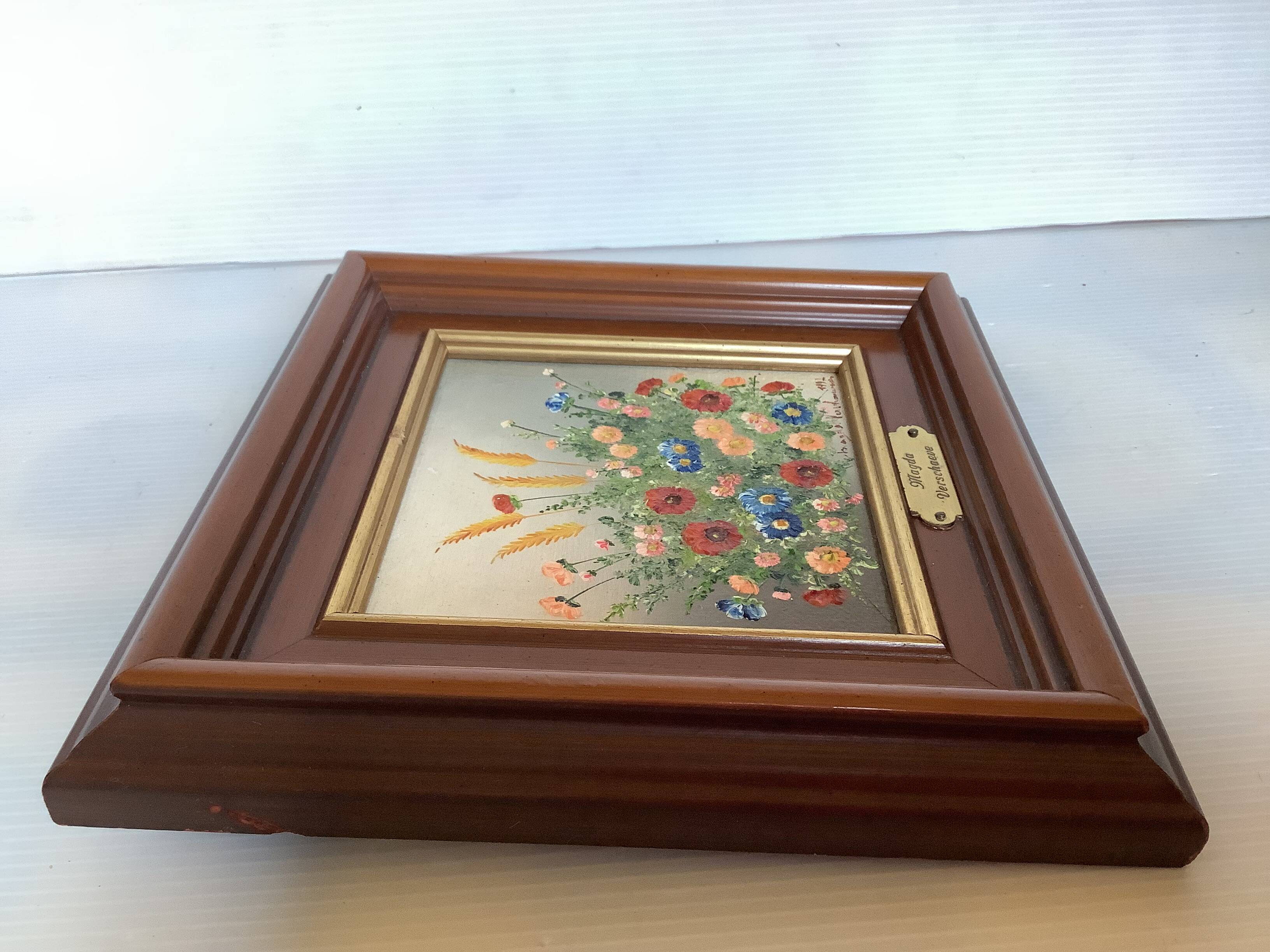 Oil painting frame on hardboard ears of wheat by Magda Verschaeve