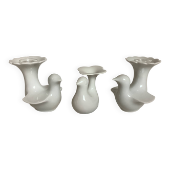 Trio of bird candlesticks