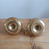 Duo of candlesticks 'cellar rat' in gilded brass