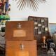 Set of 2 wooden plug boxes