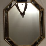 Octagonal mirror wooden gold beveled 92x71cm