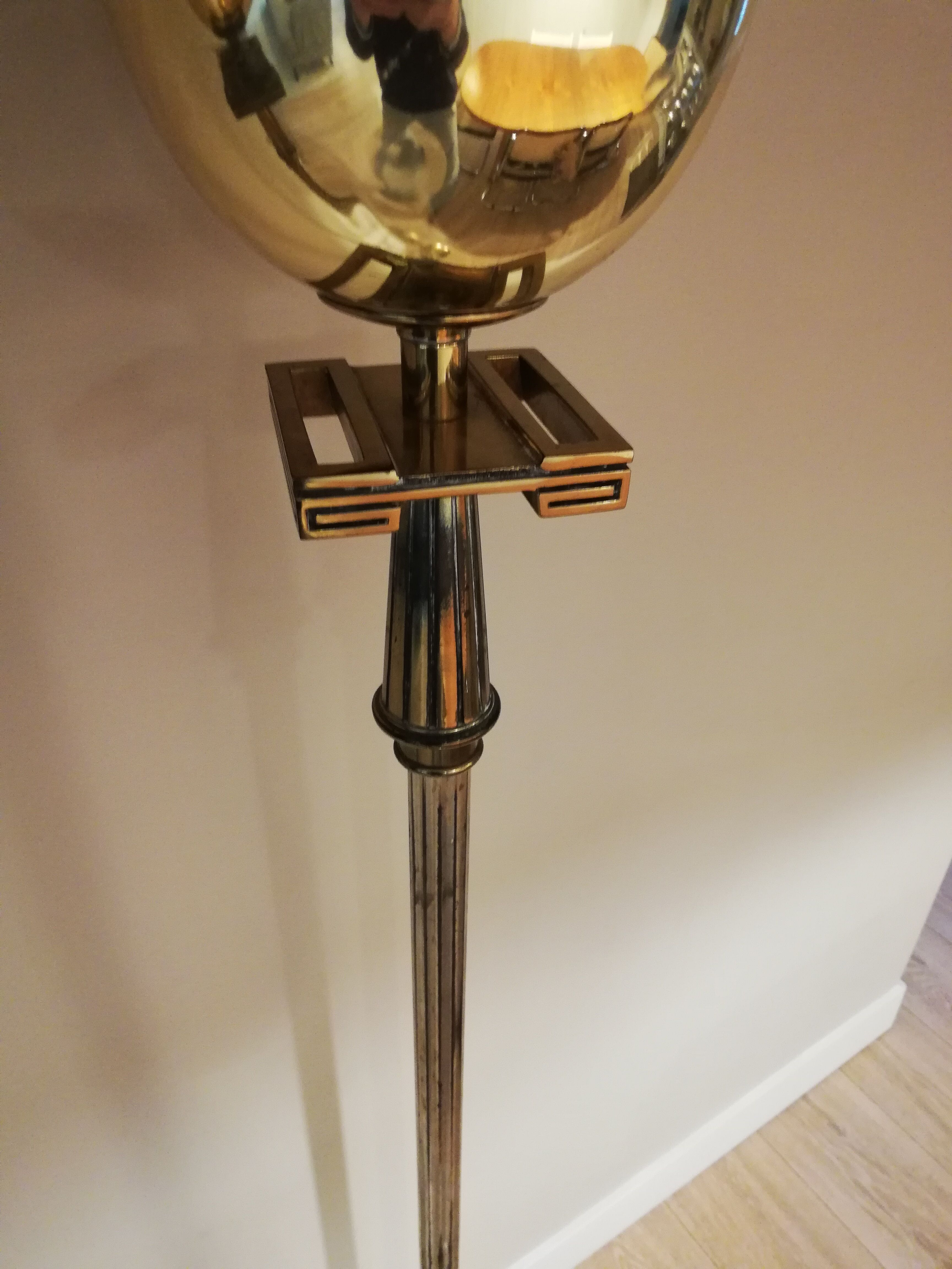 Pair of milked art deco metal lampposts