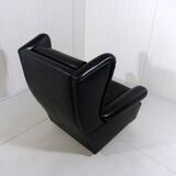 Black leather wingback chair on wheels 1960’s