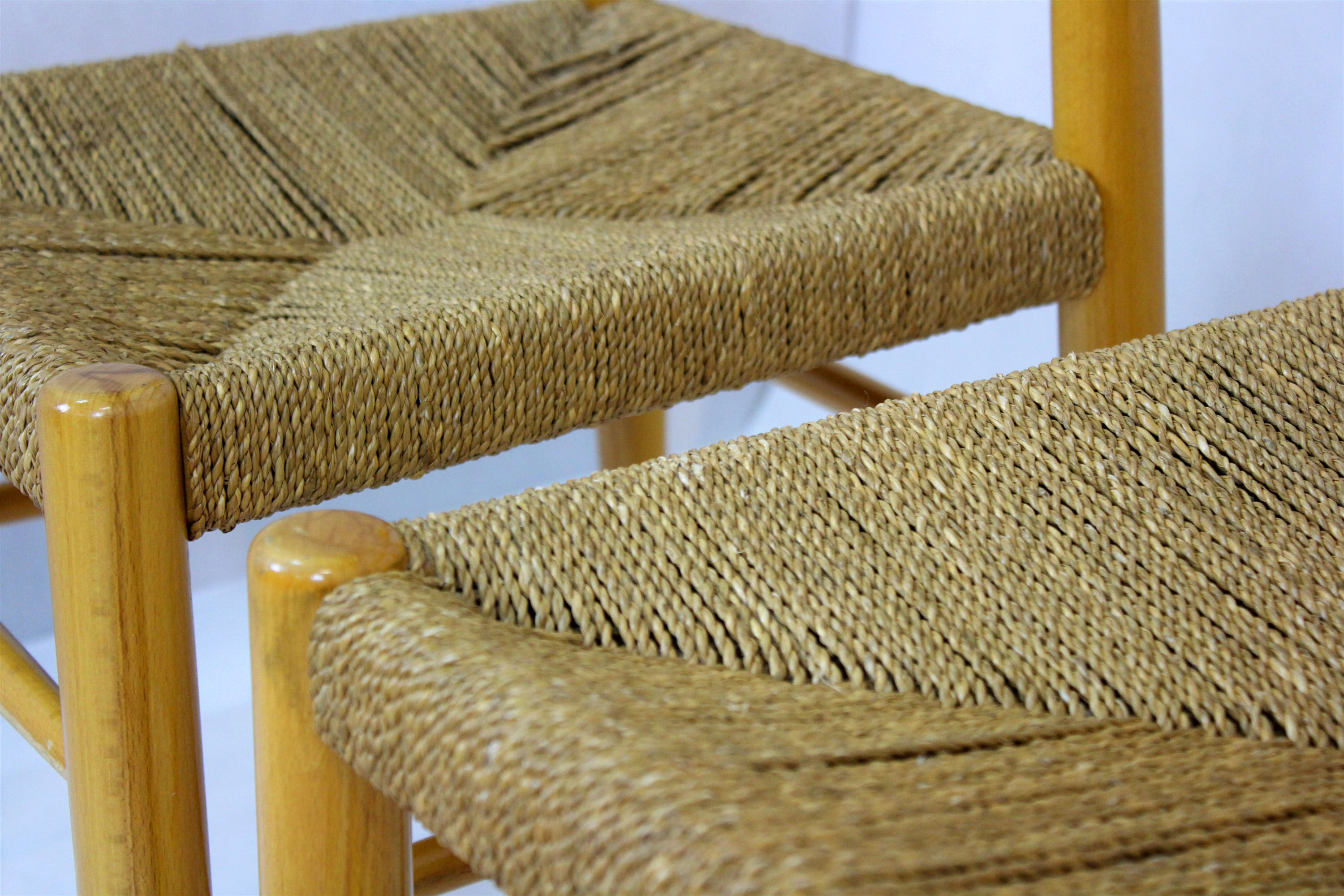 Vintage Czech straw chairs, 1960s, set of 4
