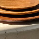 Set of 4 flat monoxyl teak trays