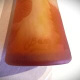 Glass soliflore vase with floral decoration from the beginning of the 20th century and signed