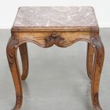 French late 18th century side table with a wooden frame and a marble top