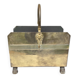 Vintage French fireplace basket for wood