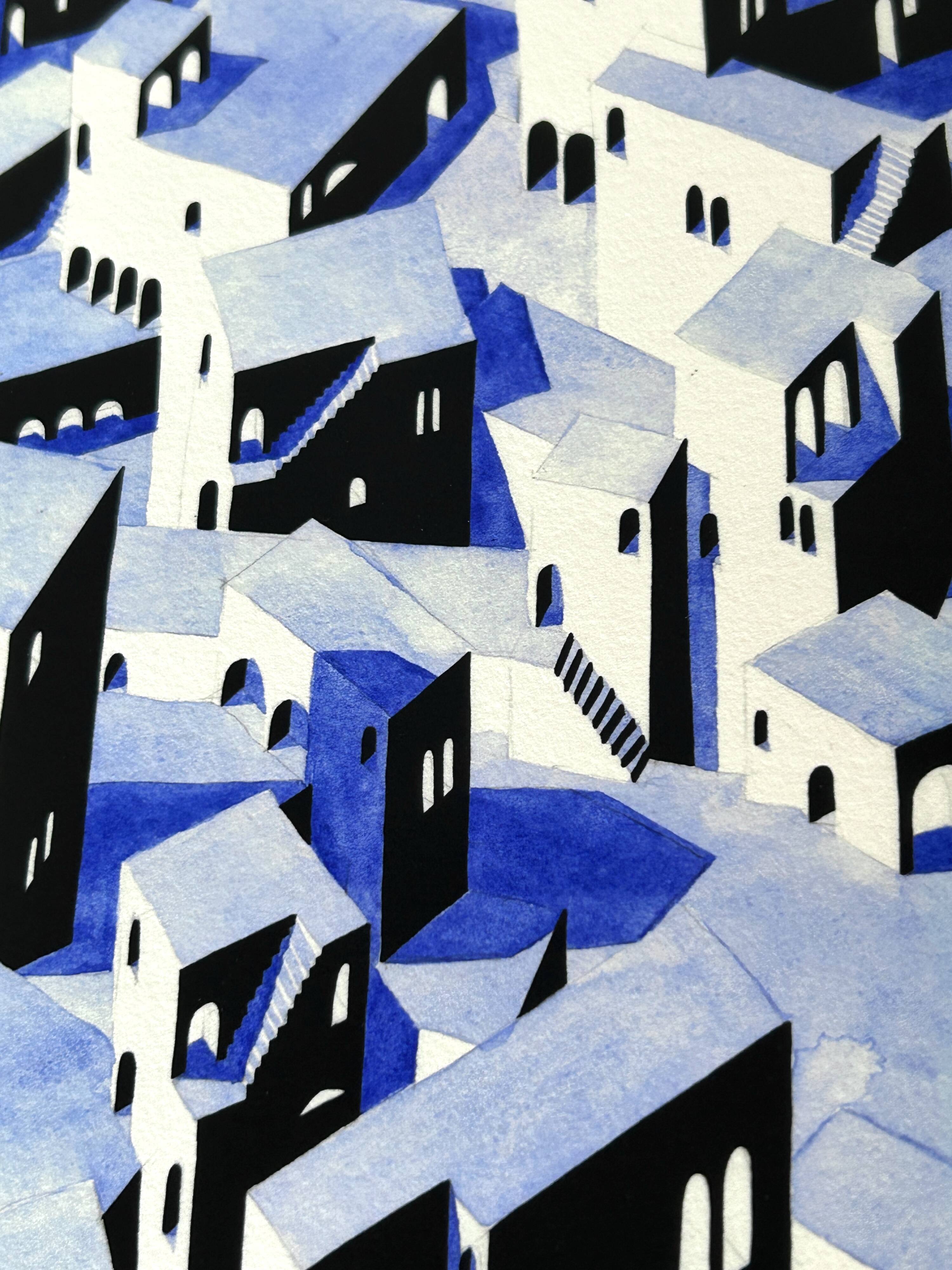 Art print, limited edition - Reproduction of a watercolor in Indian ink by the artist A. Alves