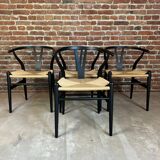Set of four CH24 Hans J. Wegner for Carl Hansen, Wishbone chairs. Denmark 1960