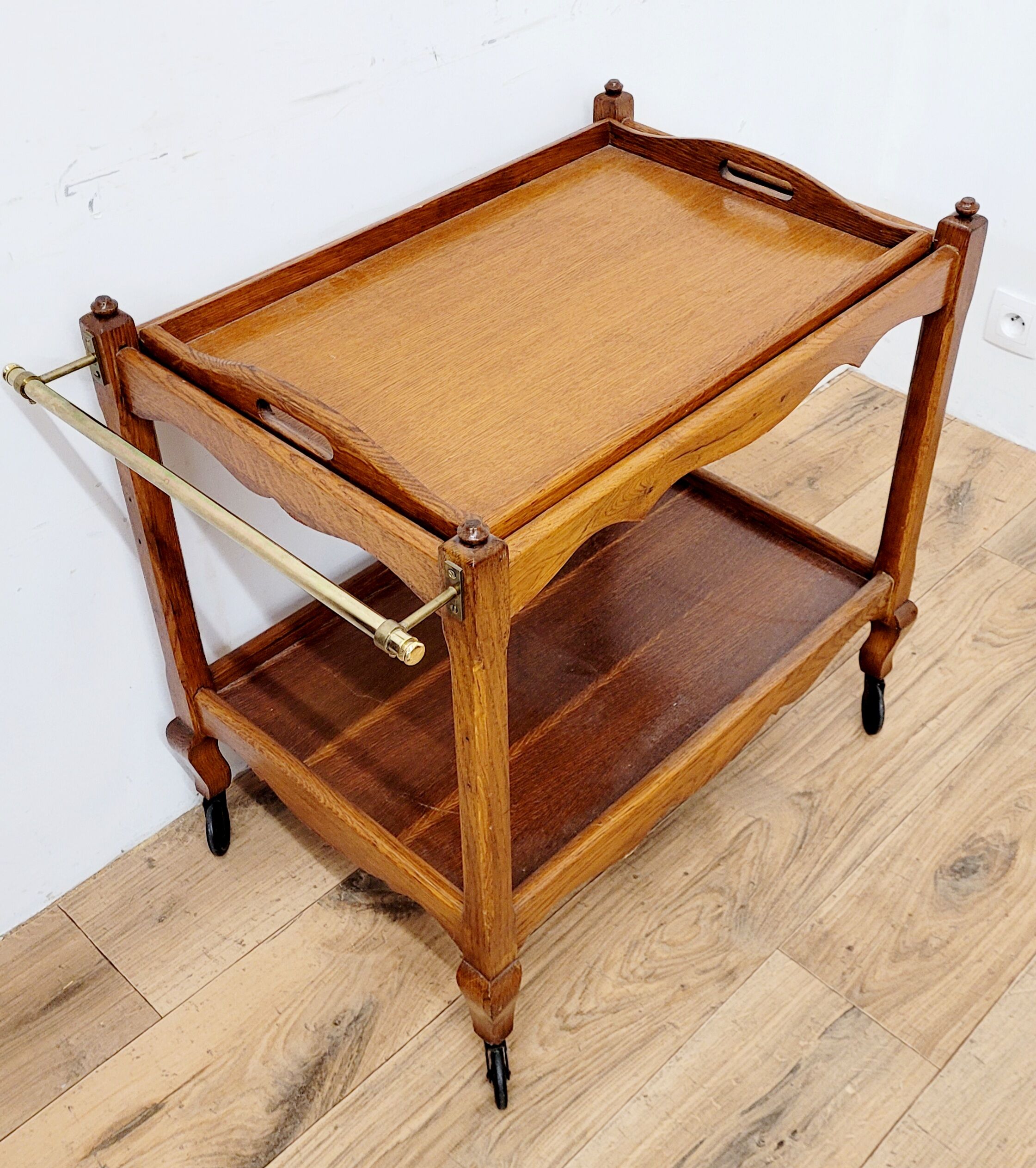 Wooden serving trolley