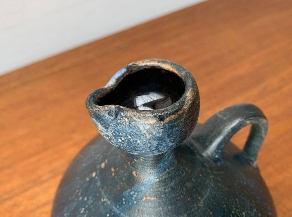 Vintage German brutalist studio pottery vase carafe by Gerhard Liebenthron, 1980.