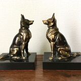 Brass dog bookends