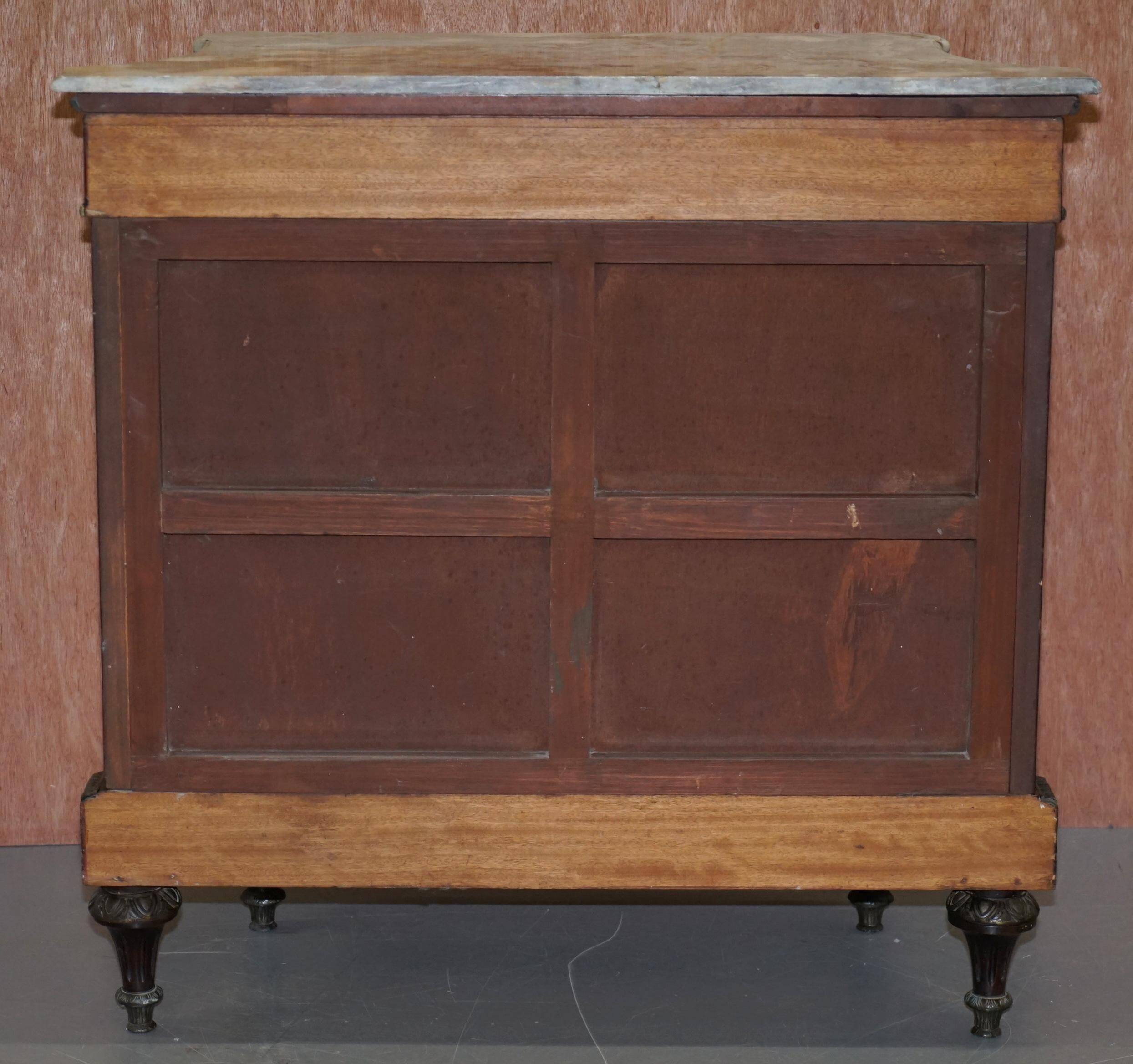 Louis Buffet in Walnut 19th Century with Drawers, Marble and Bronze Ornaments